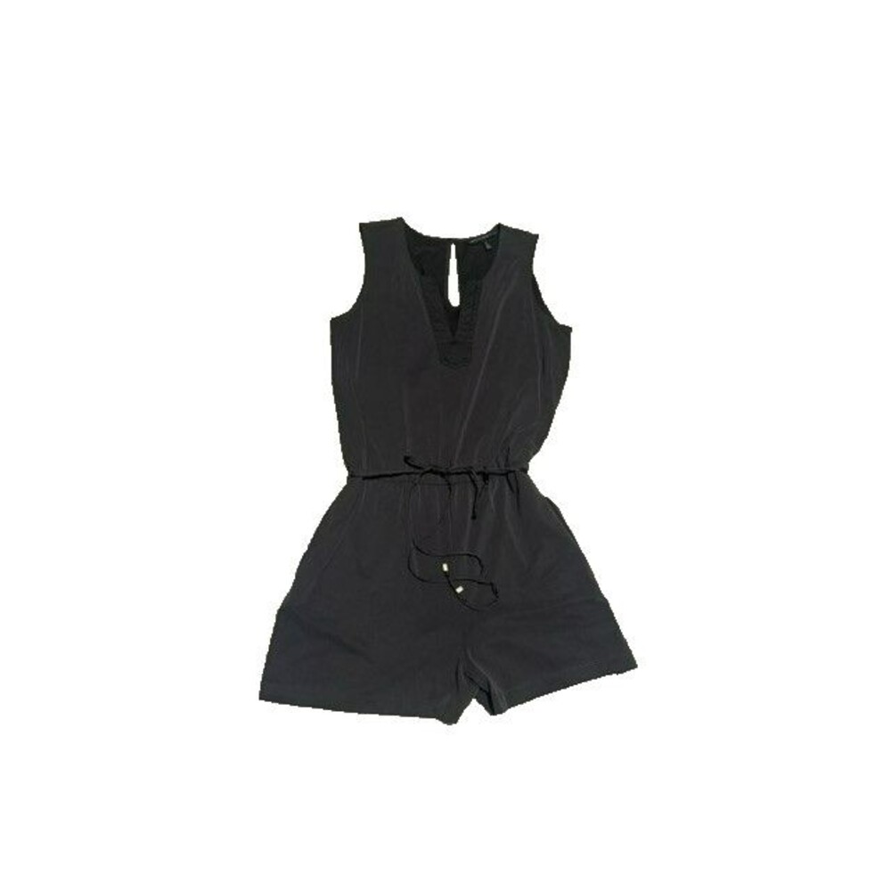 White House Black Market Romper Size Medium Black Jersey Knit Sleeveless Pockets